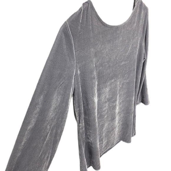 Banana Republic grey velvet 3/4 sleeve blouse large - Picture 2 of 5